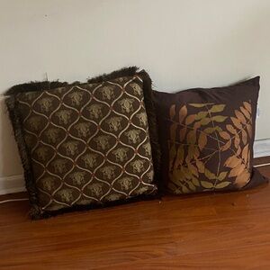 Decorative Throw Pillows in Brown & Gold